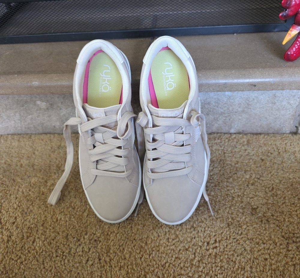 Ryka Women's Casual Beige Lace-Up Sneaker